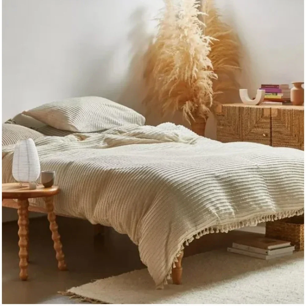 Urban Outfitters Derby Textured Jersey Duvet Cover Twin XL Cream